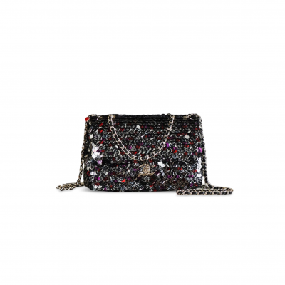 CHANEL 26C MINI CLASSIC FLAP SEQUIN BAG AS1116 (20*14*8cm)